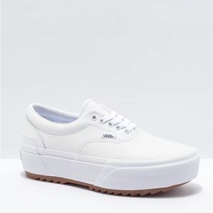 Vans Era Stacked Leather White Platform Shoes
